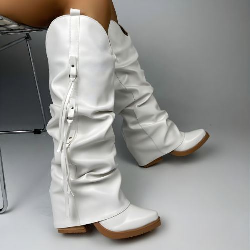 Botas Mujer Caña Volcada Eco Cuero – Taco Bajo