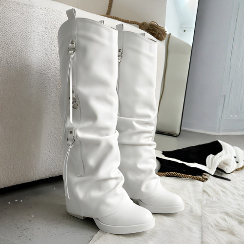Botas Mujer Caña Volcada Eco Cuero – Taco Bajo